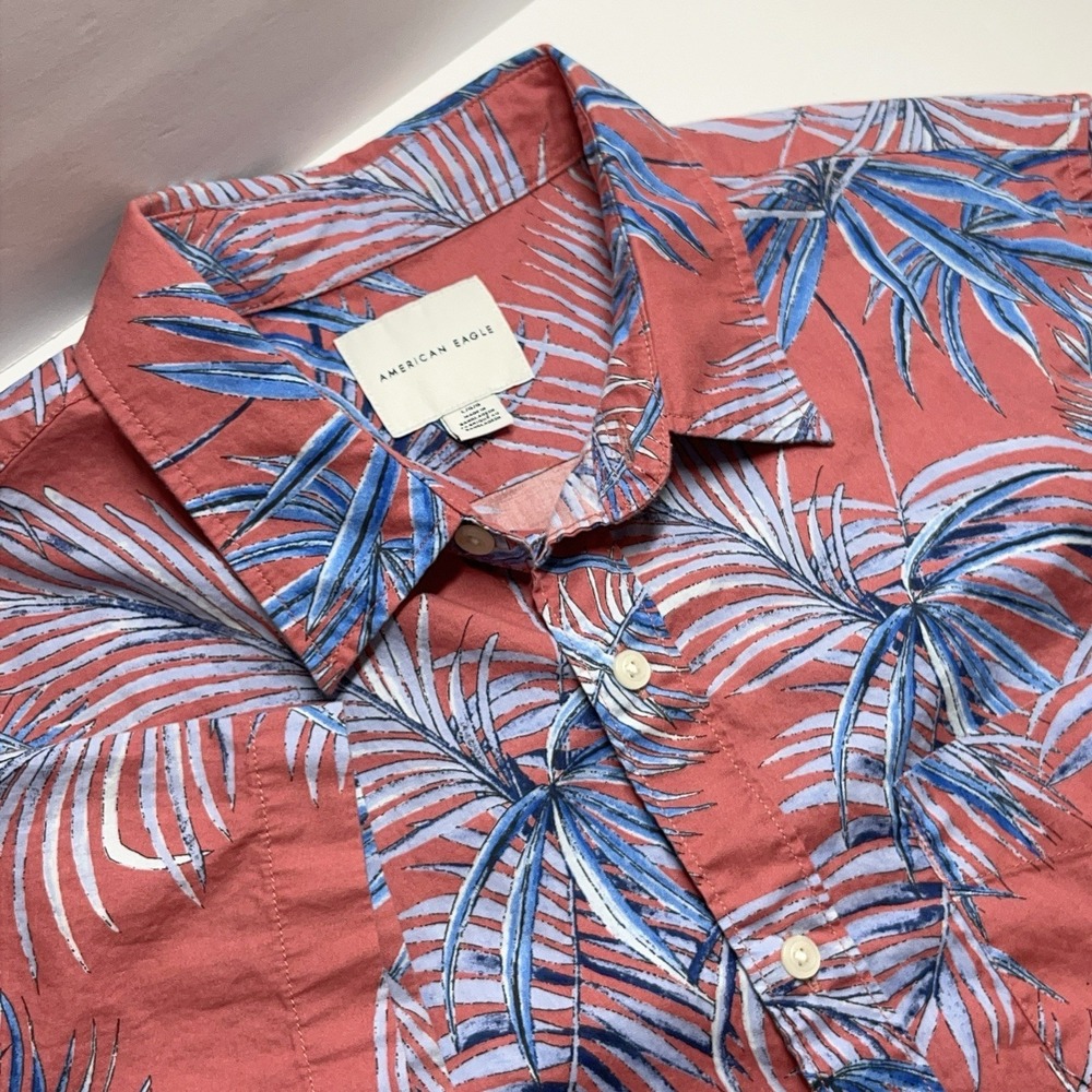 American Eagle Mens Hawaiian Shirt Button Up Cruise Resort Beach Vacation L